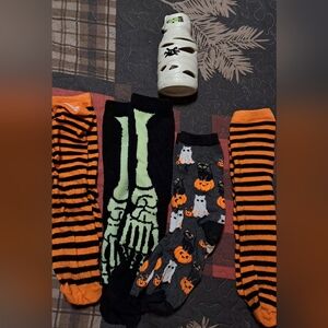 Halloween Socks And Candle Holder